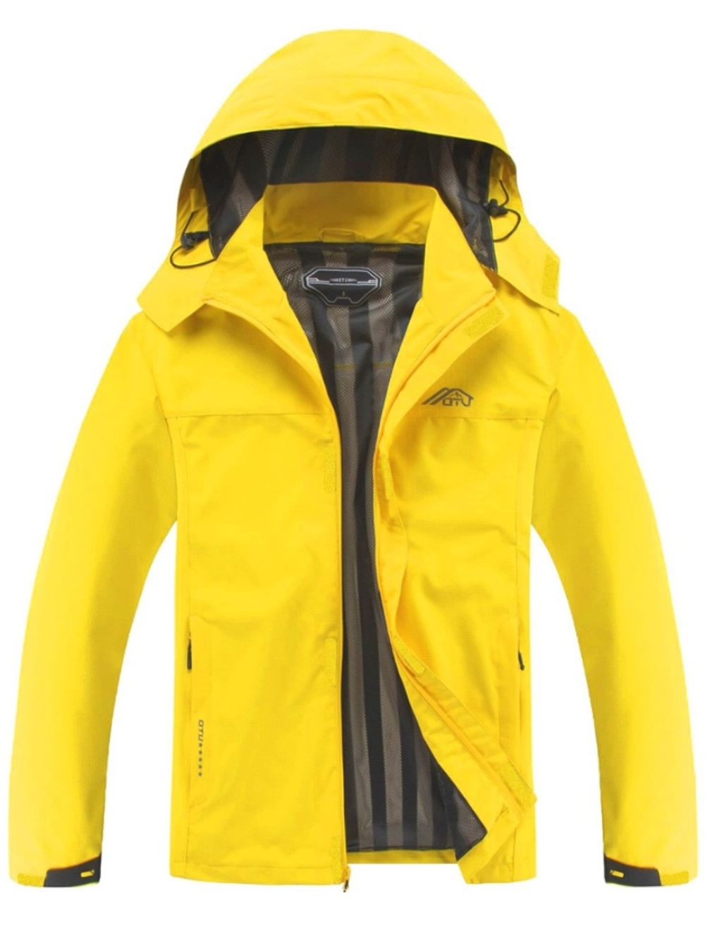 OTU Men's Waterproof Hooded Raincoat - Bright Yellow Size S